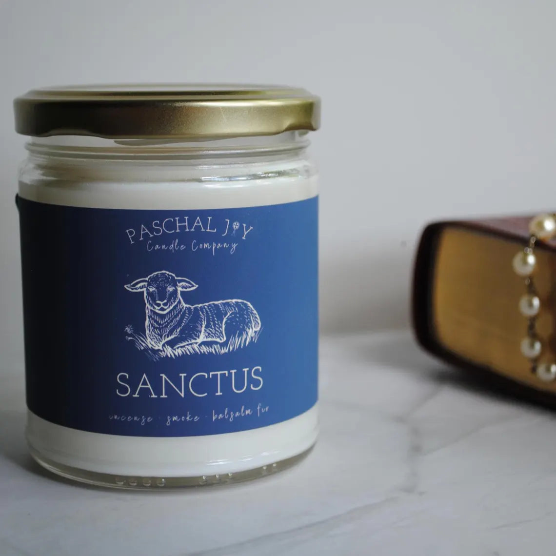 Sanctus Incense Candle with bible and rosary
