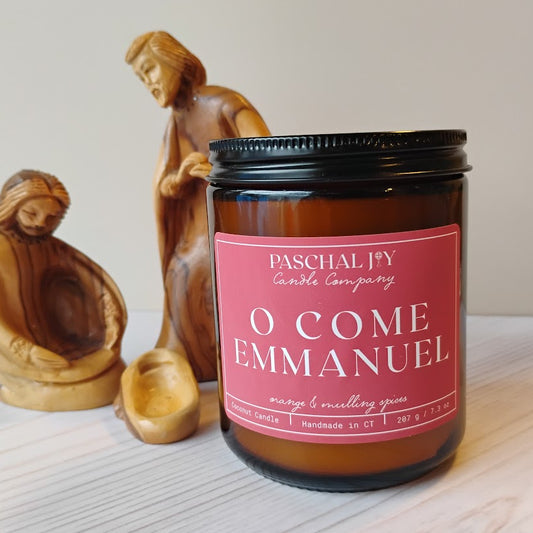 Nativity Scene with Amber colored candle