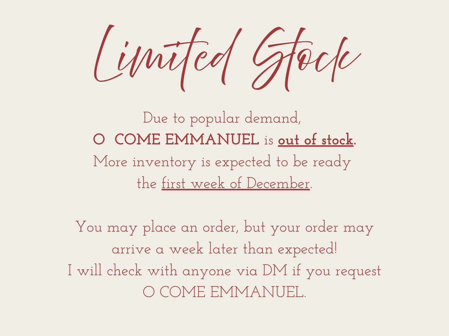 O Come Emmanuel Wax Melts