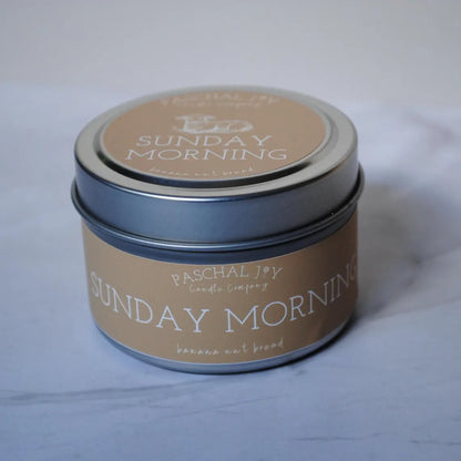 Yellow Candle Tin on grey background